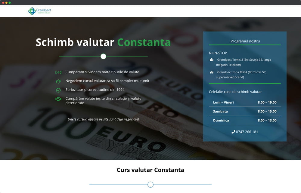 Exchange Constanta Website Mockup Portofoliu
