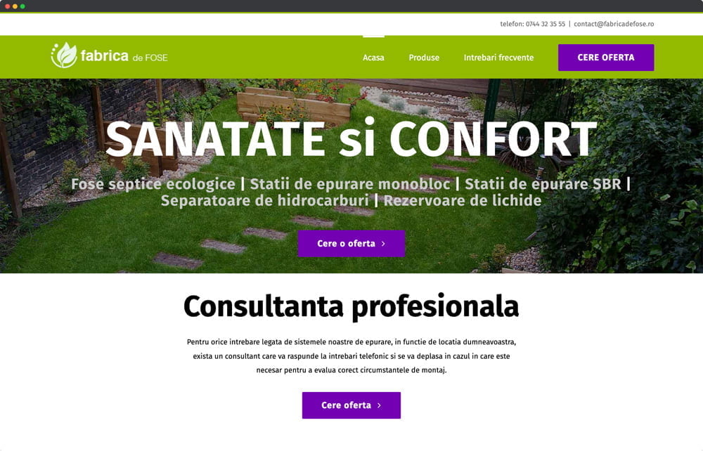 Fabrica De Fose Website Mockup Portofoliu
