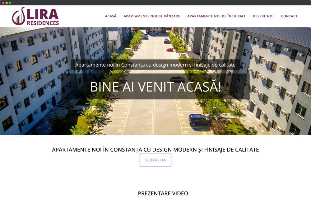 Lira Residence Website Mockup Portofoliu