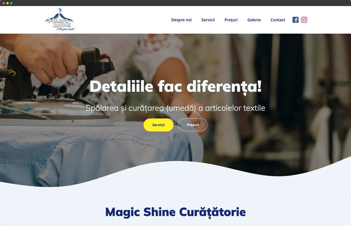 Magic Shine Website Mockup Portofoliu