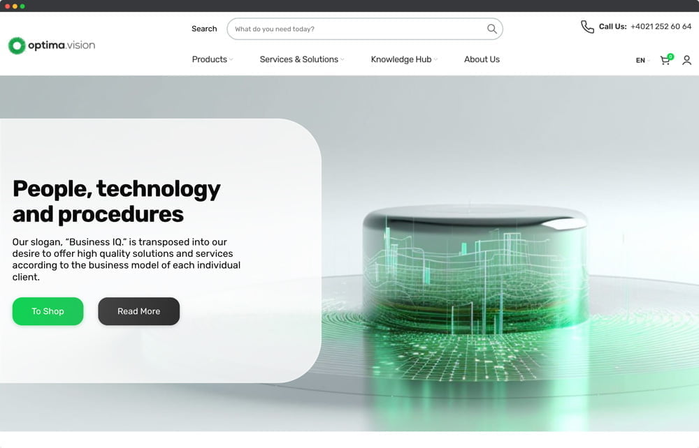 Optima Vision Website Mockup Portofoliu