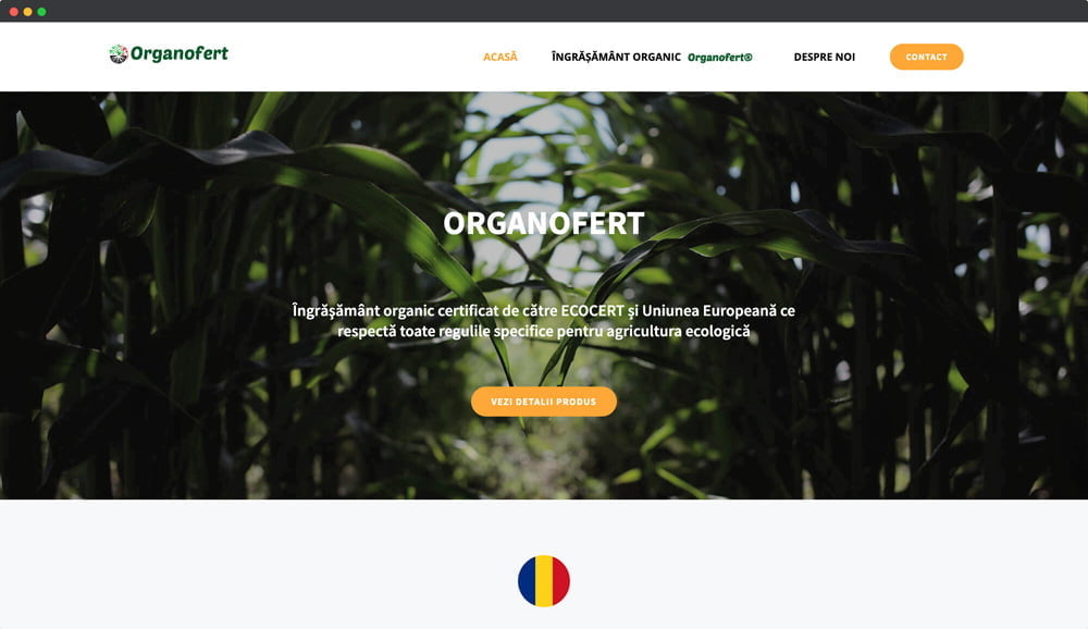 Organo Fert Website Mockup Portofoliu