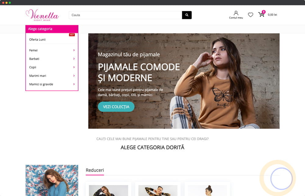 Pijamale Website Mockup Portofoliu