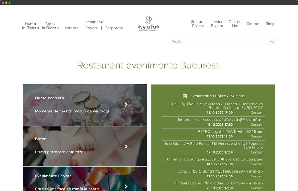 Riviera Park Website Mockup Portofoliu